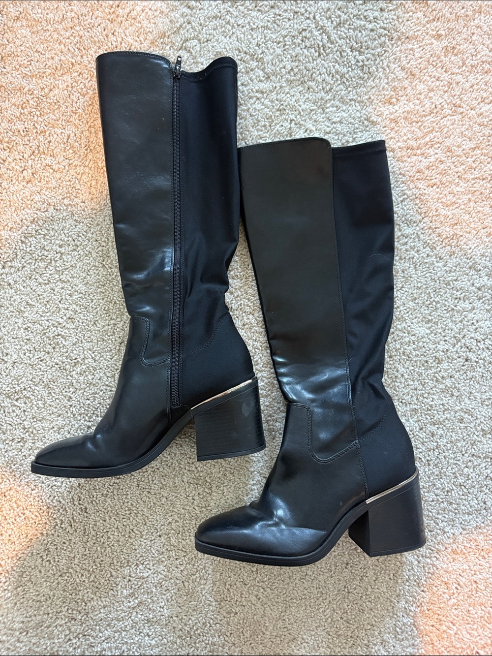 Kelly & Katie Black Over-The-Knee Block Heel Boots
